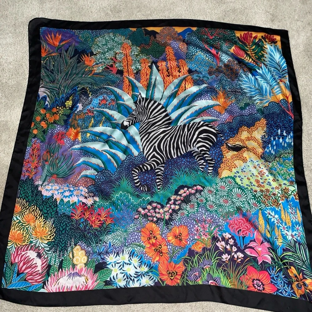 LULLA Collection Vibrant Poly Silk Zebra Floral Print Scarf colorful‎